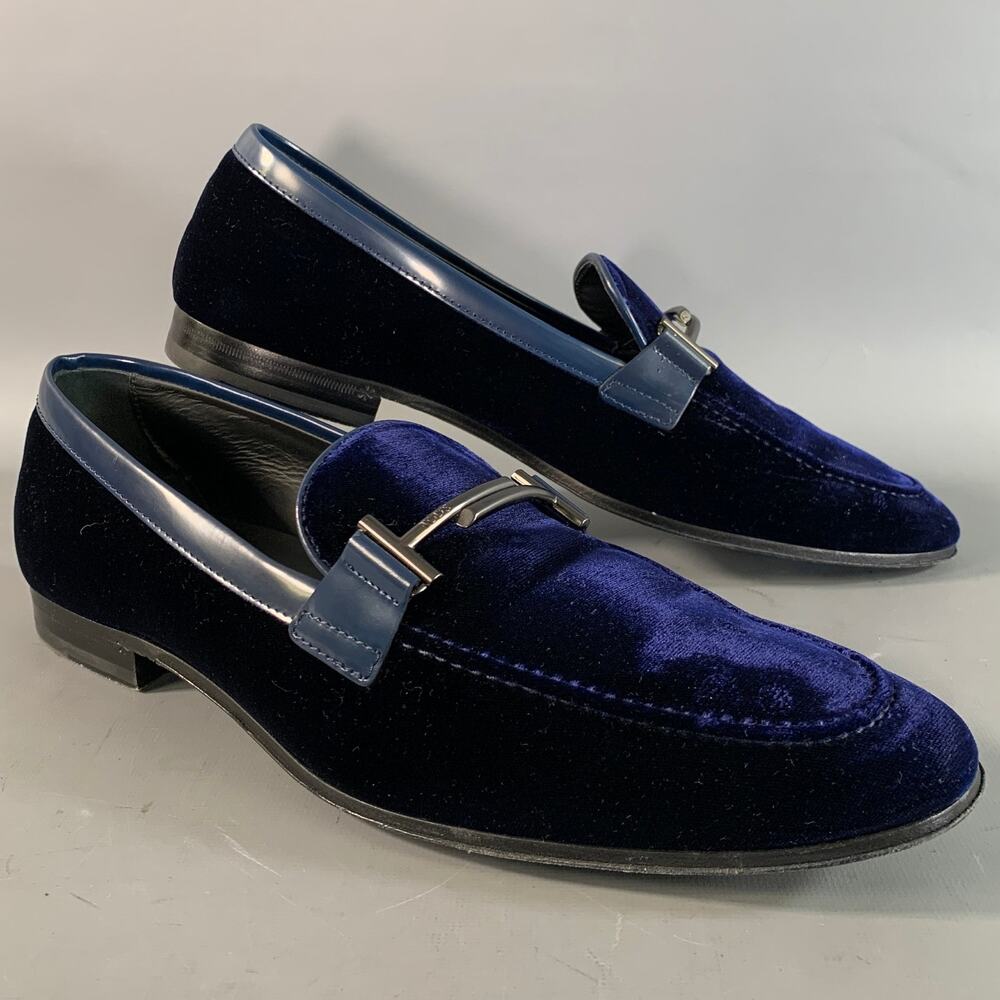 TOD'S Size 8.5 Blue Royal Blue Velvet Moccasin Loafers
